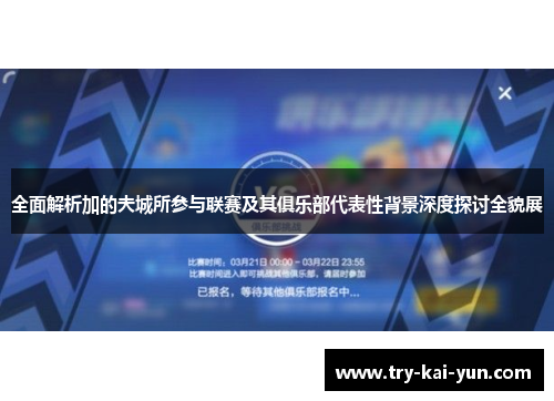 全面解析加的夫城所参与联赛及其俱乐部代表性背景深度探讨全貌展